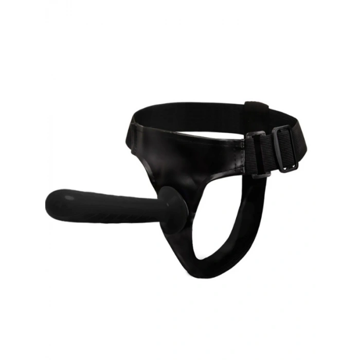 VipMarketim Siyah Double Dong Titreşimli Belden Bağlamalı Çift Taraflı Bisex Dildo Vibratör