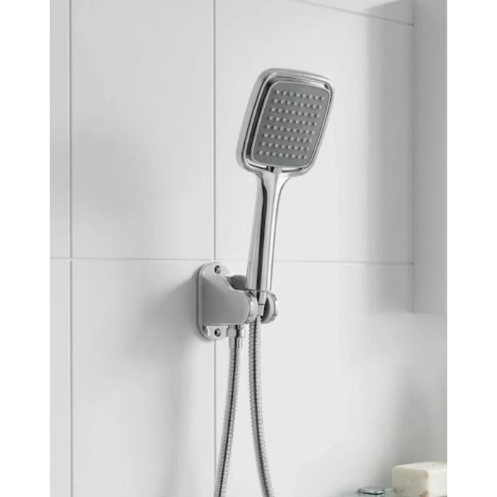 VipMarketim Siyah Duş Seti El Duşu Başlığı Spiral Hortum ve Duvar Askısı Banyo Duş Seti