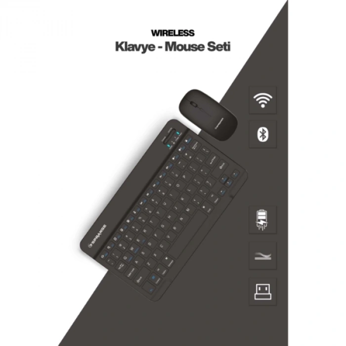 VipMarketim Siyah Kablosuz Klavye Ve Mouse Seti