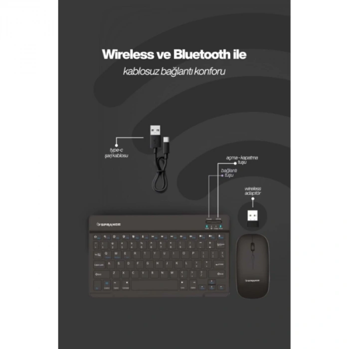 VipMarketim Siyah Kablosuz Klavye Ve Mouse Seti