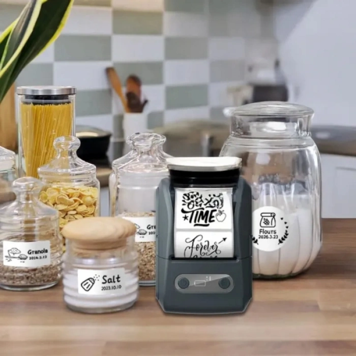 VipMarketim Siyah Kablosuz Portatif Etiket Yazıcısı