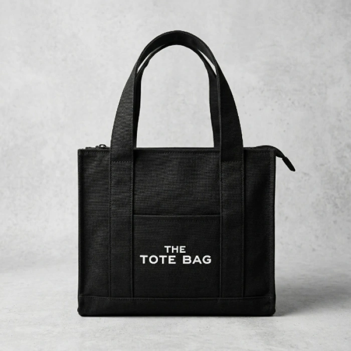 VipMarketim Siyah Kanvas Yumuşak Kol Çantası The Tote Bag
