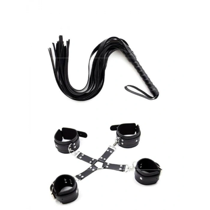 VipMarketim Siyah Kelepçe Kırbaç Set