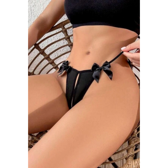 VipMarketim Siyah Kurdelalı İpli Şık Fantezi Külot