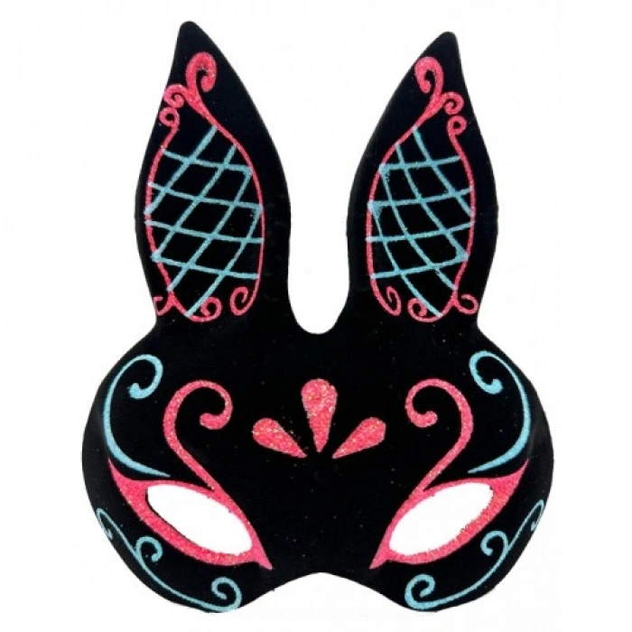 VipMarketim Siyah Mavi Kırmızı Tavşan Maskesi