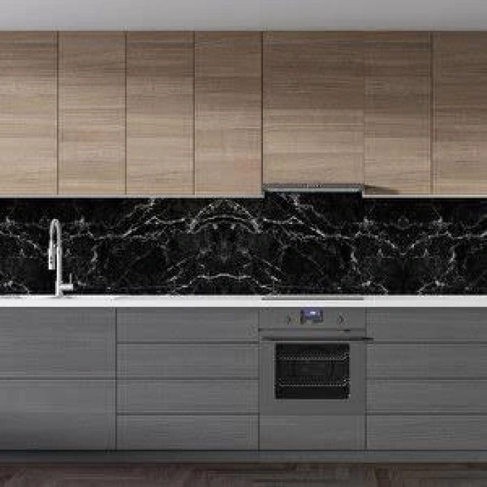 VipMarketim Siyah Mermer Desenli Yapışkanlı Kaplama Kağıdı 5 Metre