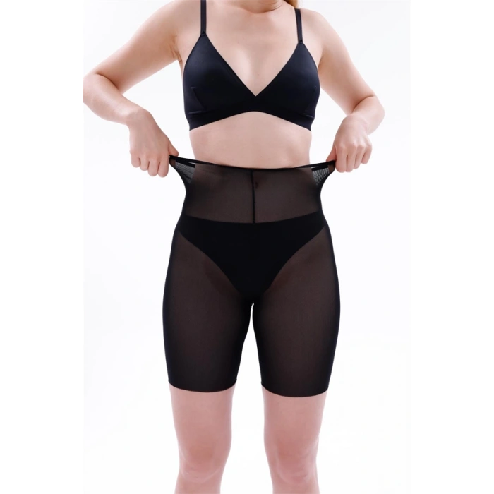 VipMarketim Siyah Mi Emay Lazer Tül Toparlayıcı Paçalı Boxer Hayalet Korse (Kod:2705)