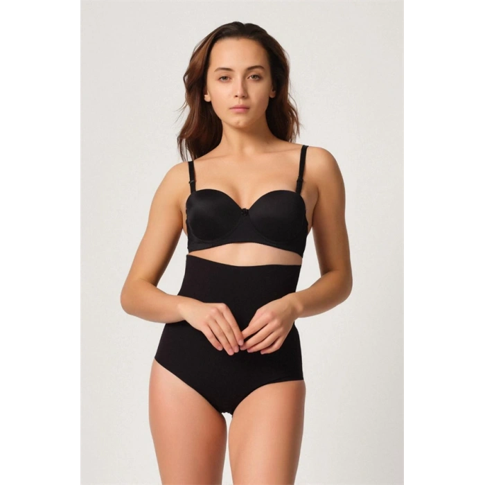 VipMarketim Siyah Mi Emay Lazer Yüksek Bel Kesim Slip Hayalet Korse (Kod:2708)