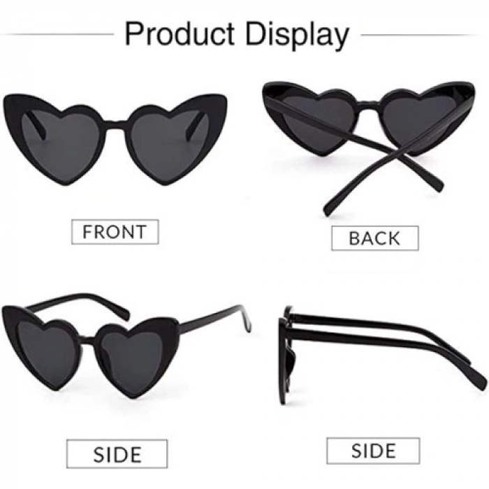 VipMarketim Siyah Renk Kalp Şekilli Parti Gözlüğü