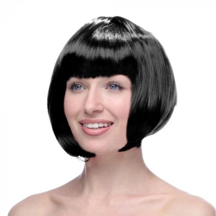 VipMarketim Siyah Renk Küt Peruk Saç