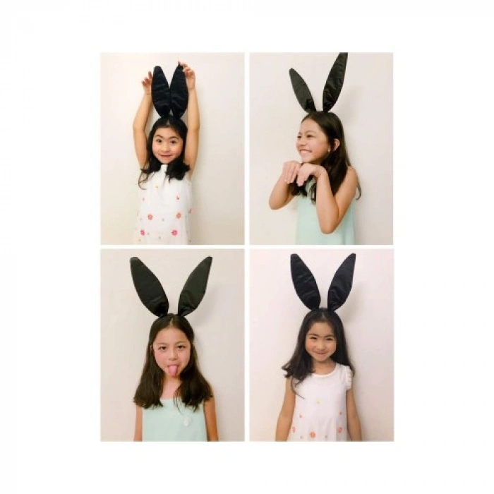 VipMarketim Siyah Renk Saten Kaplama Şekil Verilebilir Tavşan Kulak Taç 35x11 cm