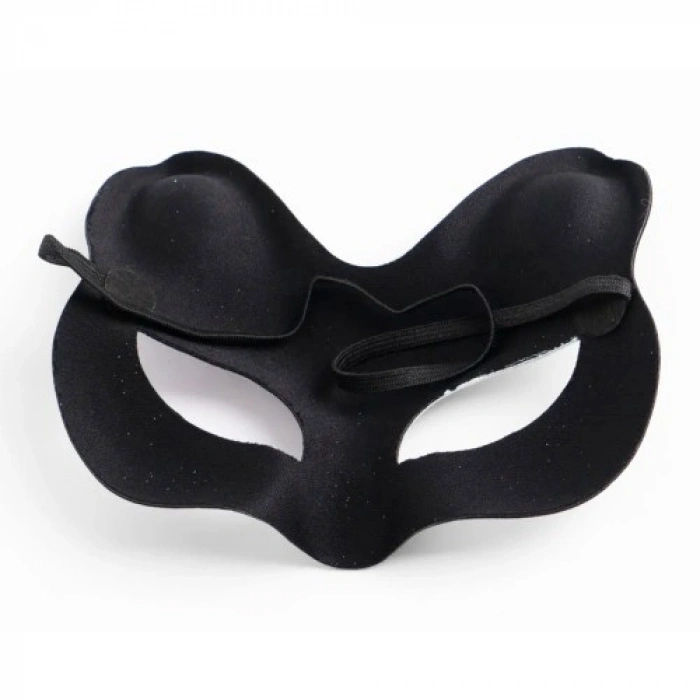 VipMarketim Siyah Süet Kaplama Gümüş Yeşil Simli Kedi Maskesi