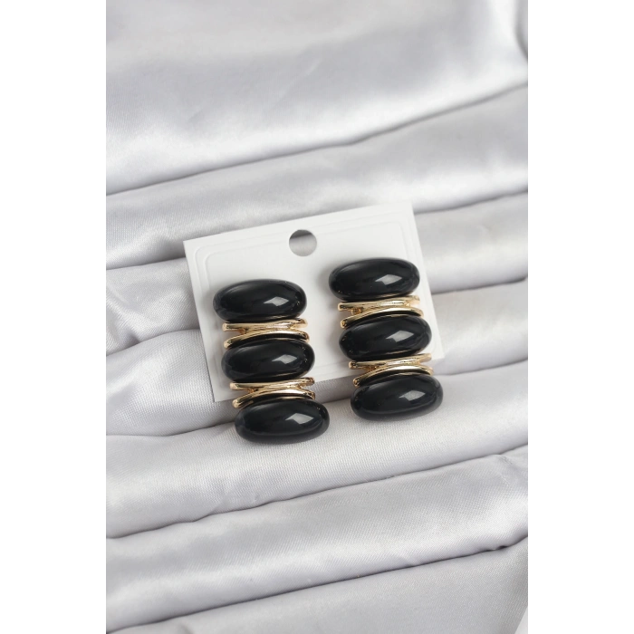VipMarketim Siyah Vintage Model Gold Renk Kadın Küpe 5886