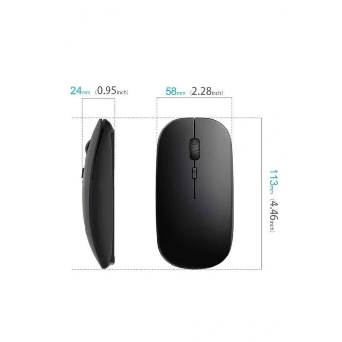 VipMarketim Siyah Wireless Kablosuz Sessiz Mouse Bluetooth Bağlantılı
