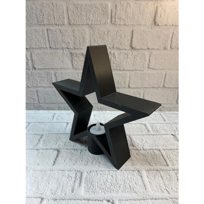 VipMarketim Siyah Yıldız Şeklinde Mumluk Loş Işık Dekor Aksesuarı