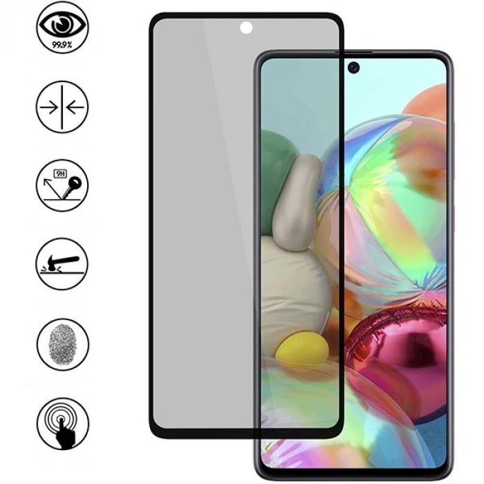 VipMarketim SM Galaxy Note 10 Lite 3D Full Privacy Gizlilik Tempered Cam Ekran Koruyucu-(5775)
