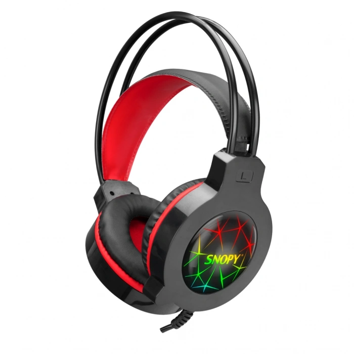 VipMarketim SNOPY SN-GX7 CRAZY Kablolu 3.5mm Jac USB Rainbow Aydınlatma Gaming Mikrofonlu Kulaklık (Siyah)(1923)