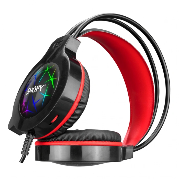 VipMarketim SNOPY SN-GX7 CRAZY Kablolu 3.5mm Jac USB Rainbow Aydınlatma Gaming Mikrofonlu Kulaklık (Siyah)(1923)