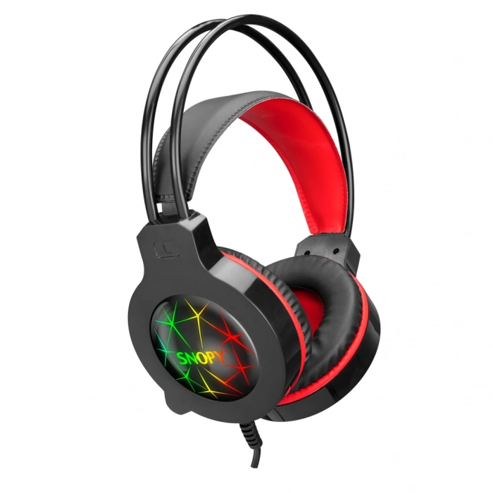 VipMarketim SNOPY SN-GX7 CRAZY Kablolu 3.5mm Jac USB Rainbow Aydınlatma Gaming Mikrofonlu Kulaklık (Siyah)(1923)