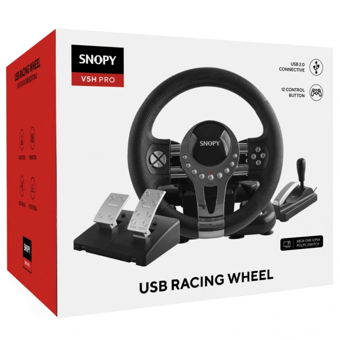 VipMarketim SNOPY V5H PRO XBOX ONE S/PS4/PS3/PC/SWITCH Direksiyon Pedal Vites Titreşimli Metalik Pro Gaming Oyuncu Direksiyonu(1923)