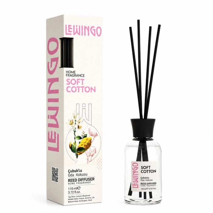 VipMarketim Soft Cotton Bambu Çubuklu Oda Kokusu - 110 ml - Cam Şişe