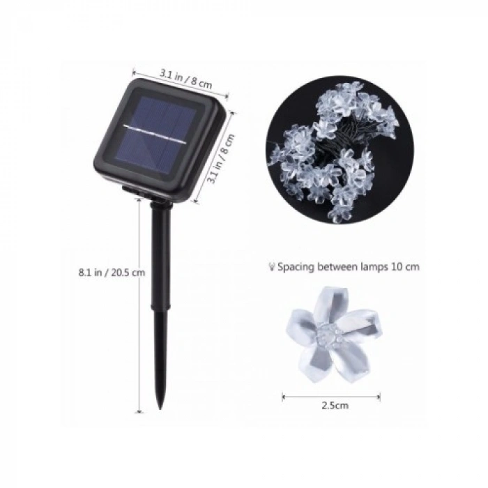 VipMarketim Solar 30 LEDli Çiçek Tasarımlı Günışığı Bahçe Aydınlatma