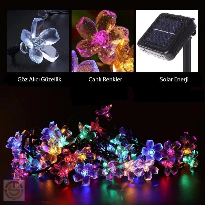 VipMarketim Solar 30 Ledli Çiçekli RGB Bahçe Aydınlatma Dekorasyon Güneş Enerjili