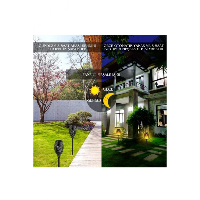 VipMarketim Solar Alev Efektli Bahçe Lambası