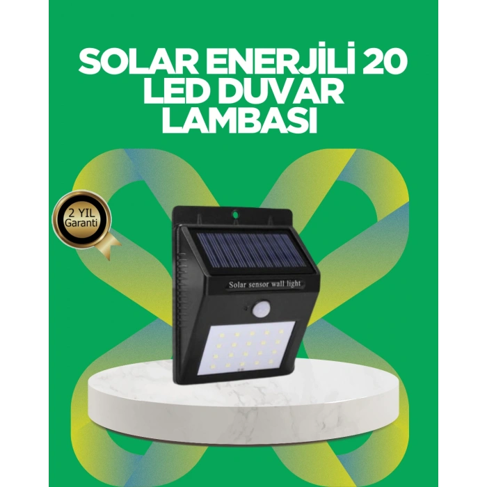 VipMarketim Solar Enerjili 20 LED Hareket Sensörlü Duvar Lambası