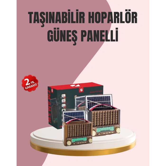 VipMarketim Solar Panel Şarjlı Taşınabilir Radyo Bluetooth Hoparlör Müzik Kutusu