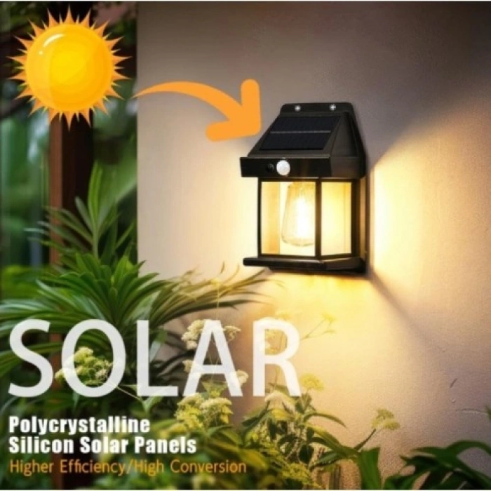 VipMarketim Solar Rustik Ampullü Duvar Lambası - Gün Işığı