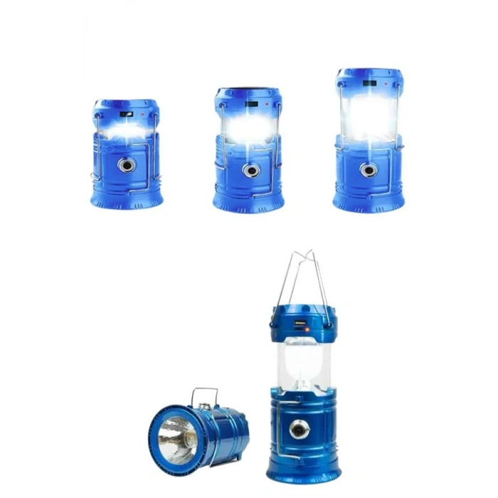 VipMarketim Solar Şarjlı Kamp Lambası Güneş Enerjili Kızaklı Kamp Feneri Çadır Feneri Led Işıldak