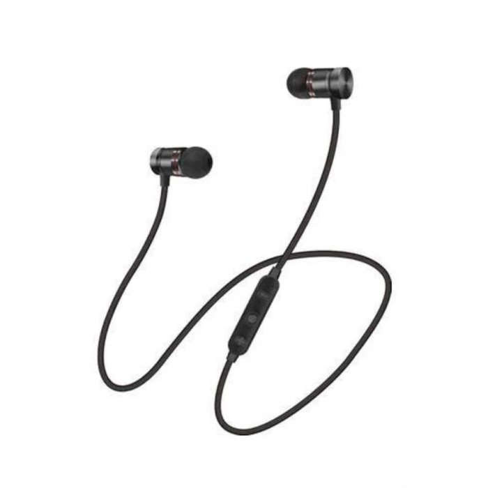 VipMarketim Sports Mıknatıslı Siyah Bluetooth Kulaklık Kablolu Uzun Pil Ömrü