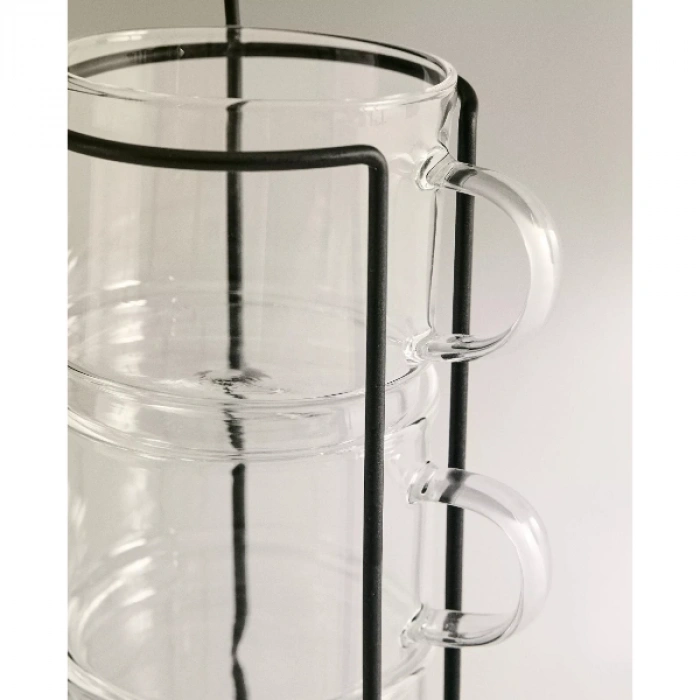 VipMarketim Standlı Borosilikat 4lü Fincan Seti