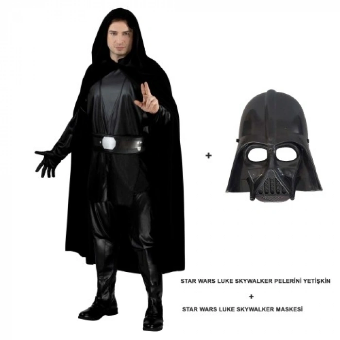 VipMarketim Star Wars Luke Skywalker Pelerini Yetişkin Ve Maskesi