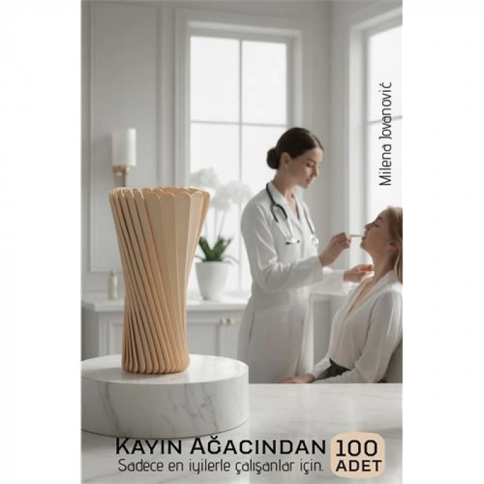 VipMarketim Steril Ahşap Abeslang Dil Çubuğu - 100 Adet | Profesyonel Klinik Tip Pürüzsüz Dokulu Dayanıklı