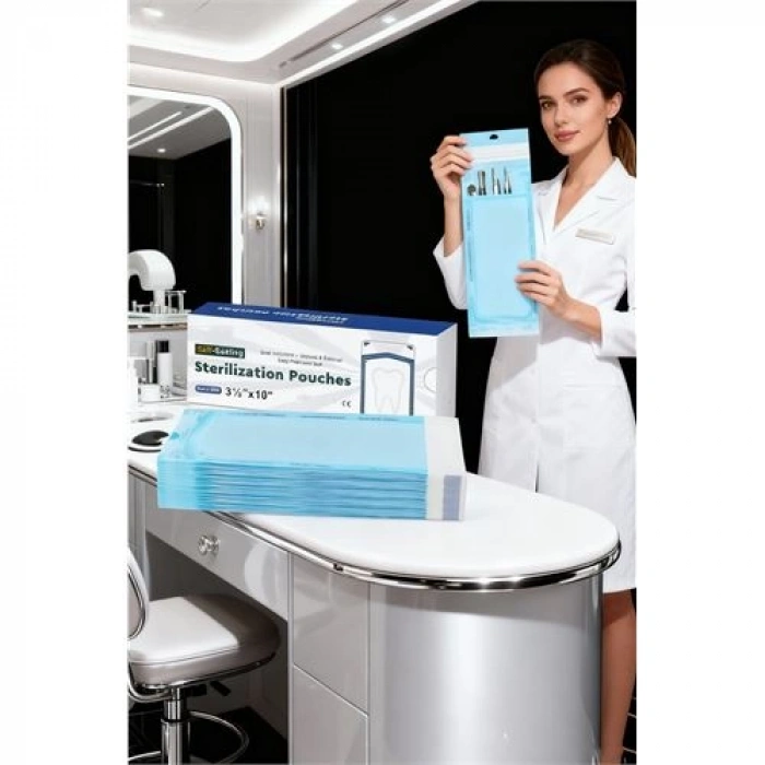 VipMarketim Sterilizasyon Poşeti 600 Adet - Otoklav Kendinden Yapışkanlı Medikal Poşet 9x26 cm