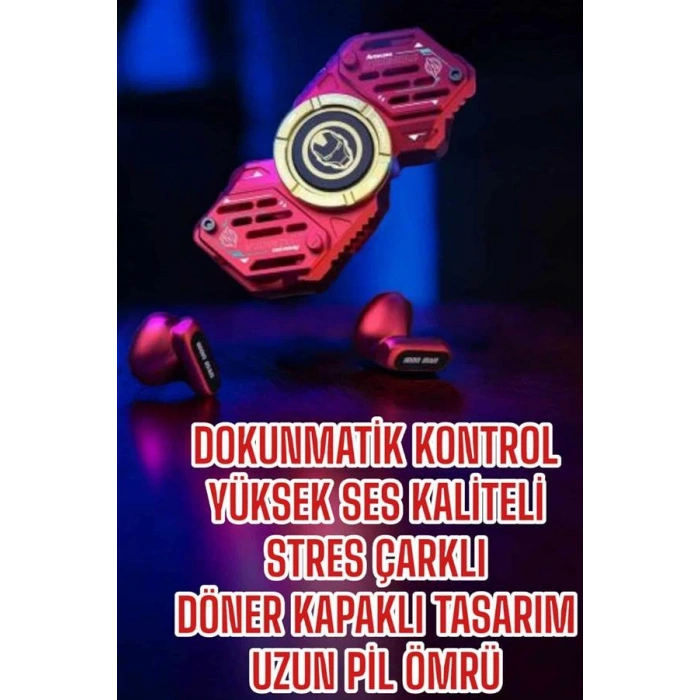 VipMarketim Stres Çarklı Bluetooth Kulaklık Kablosuz Kırmızı Yüksek Ses Kaliteli