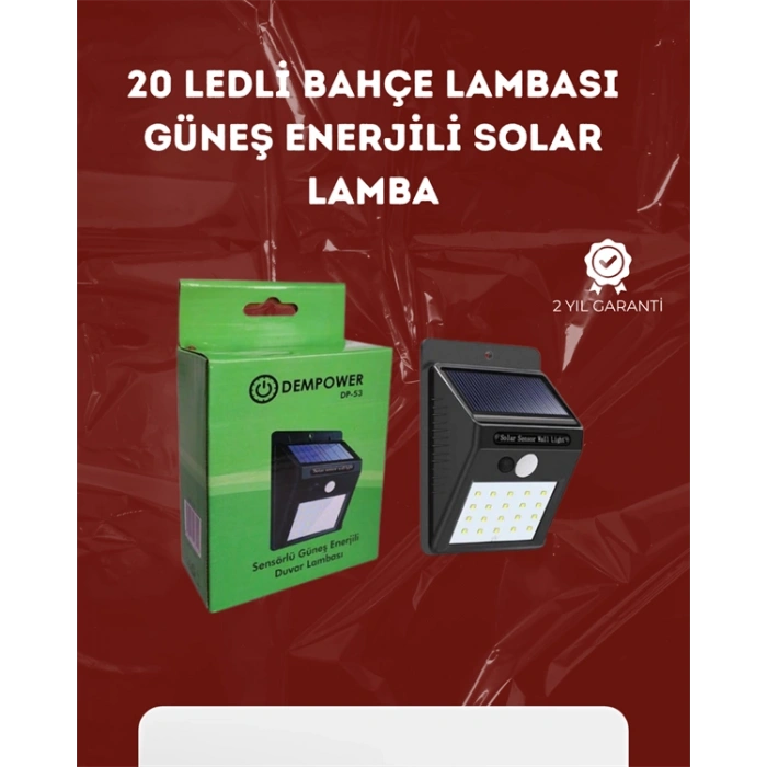 VipMarketim Su Geçirmez 20 LED Solar Aydınlatma | Dış Mekan için PIR Hareket Sensörü ile Akıllı Işık