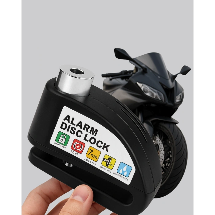 VipMarketim Su Geçirmez Alarm Disk Kilidi Motosiklet Scooter Bisiklet Güvenlik