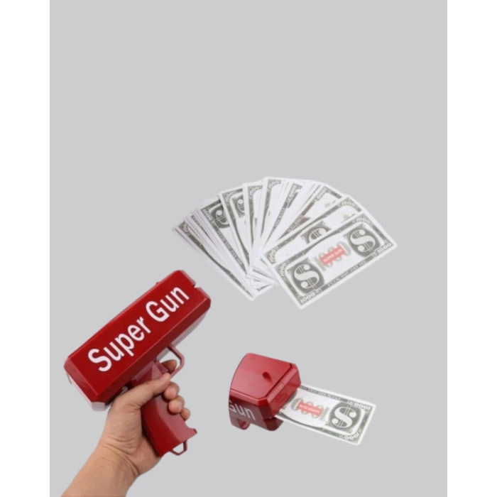 VipMarketim Super Money Gun Para Saçma Tabancası Yüksek Atış Güçlü Kırmızı Model