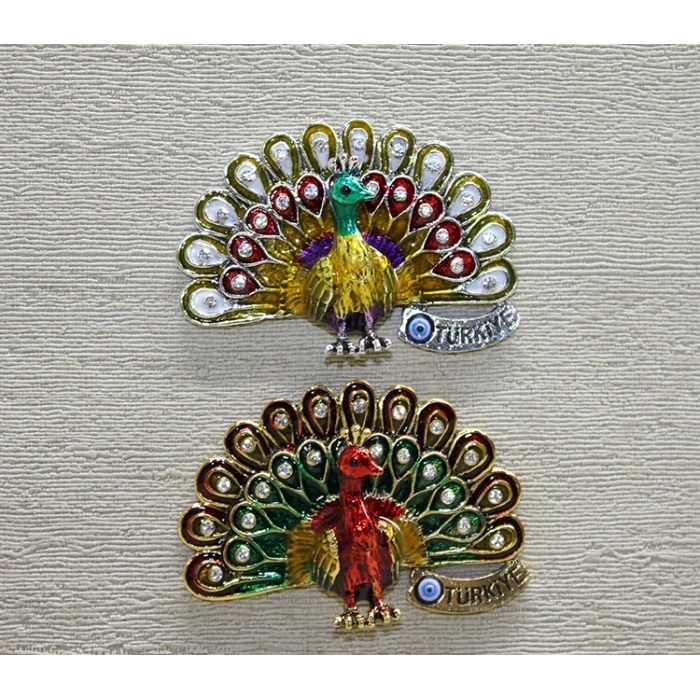 VipMarketim Swarovski Taşlı Tavuskuşu Magnet