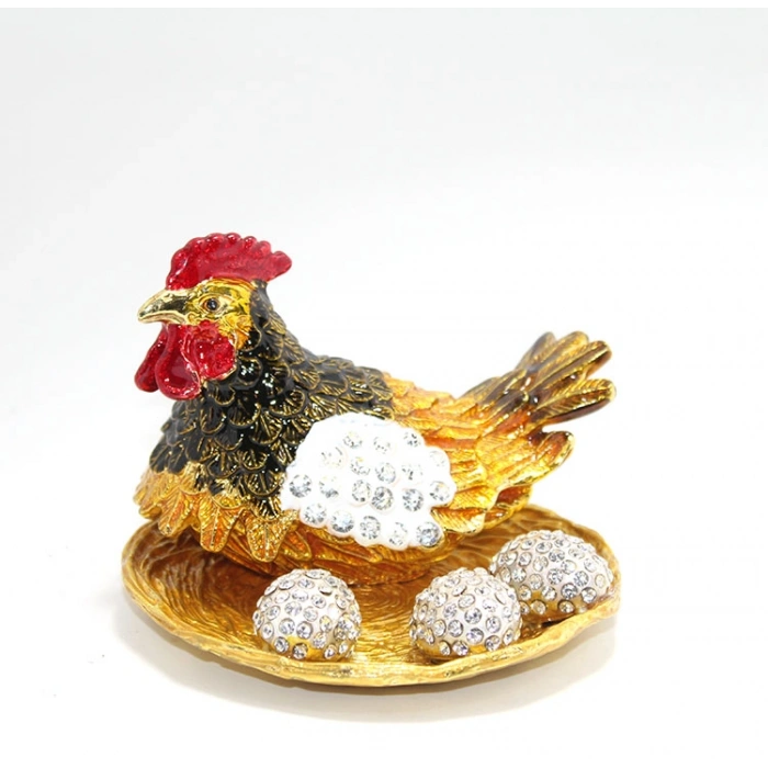 VipMarketim Swarovski Taşlı Yumurtalı Tekli Tavuk Model 1