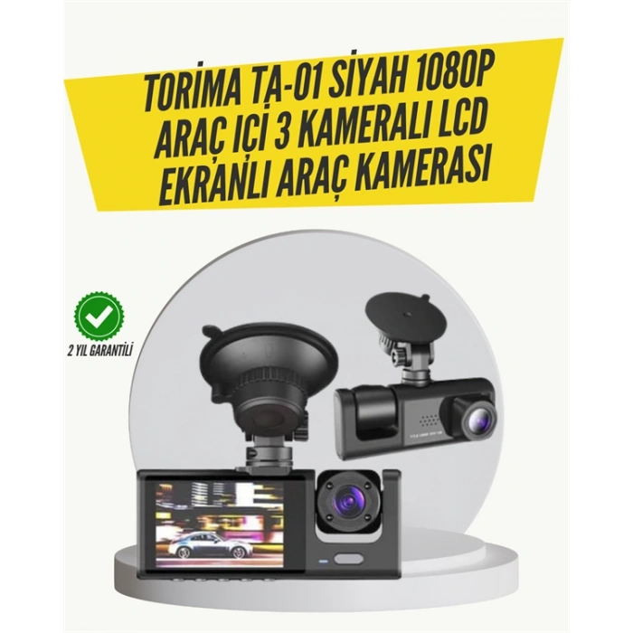 VipMarketim TA-01 3 Kameralı 1080P Araç Kamerası Siyah