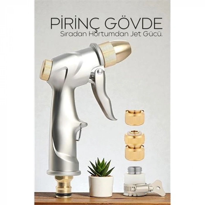 VipMarketim Tamamı Metal Yüksek Basınçlı Ayarlanabilir Bahçe/Oto Yıkama Tabancası Nozul