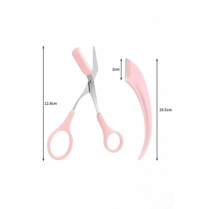 VipMarketim Taraklı Kaş Makası ve Ustura Seti Kaş Düzeltme Makası Kaş Bıyık Alma Aleti