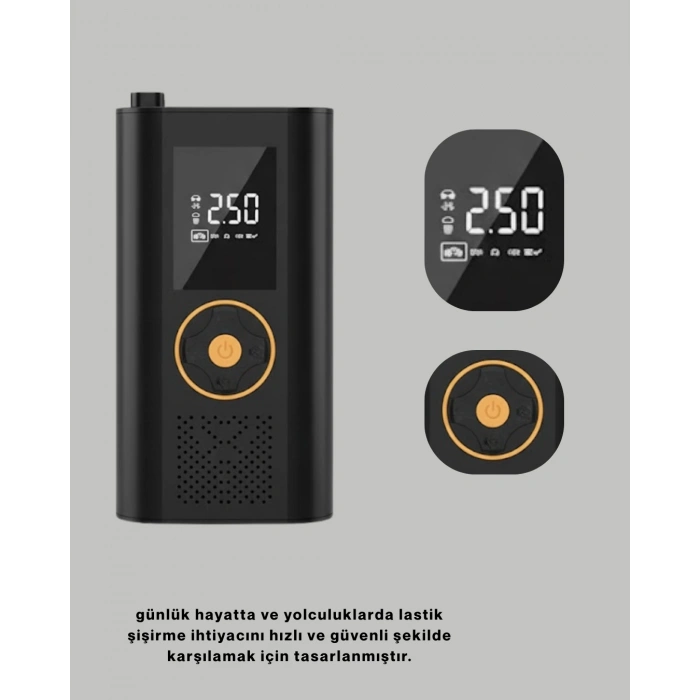 VipMarketim Taşınabilir Dijital Lastik Şişirme Cihazı Güvenli ve Pratik Kullanım