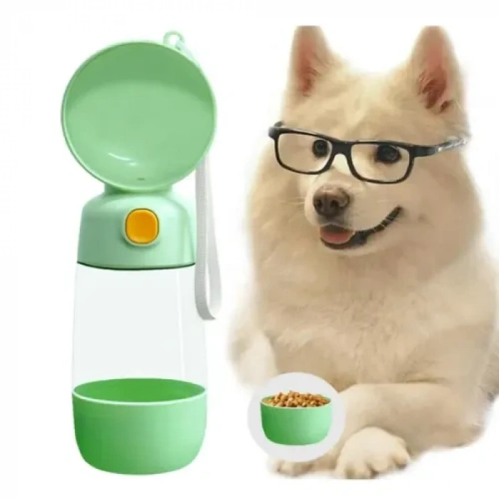 VipMarketim Taşınabilir Evcil Hayvan Mama Hazneli Su Matarası