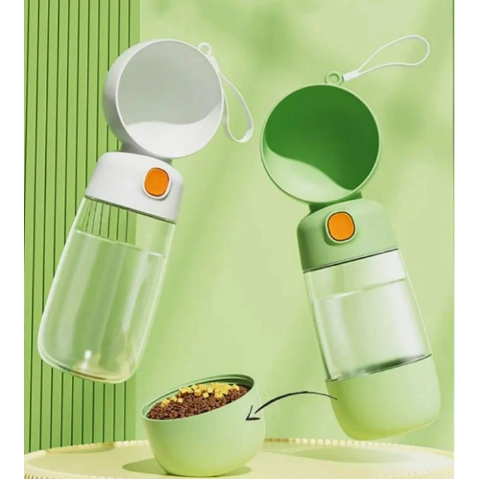 VipMarketim Taşınabilir Evcil Hayvan Mama Hazneli Su Matarası