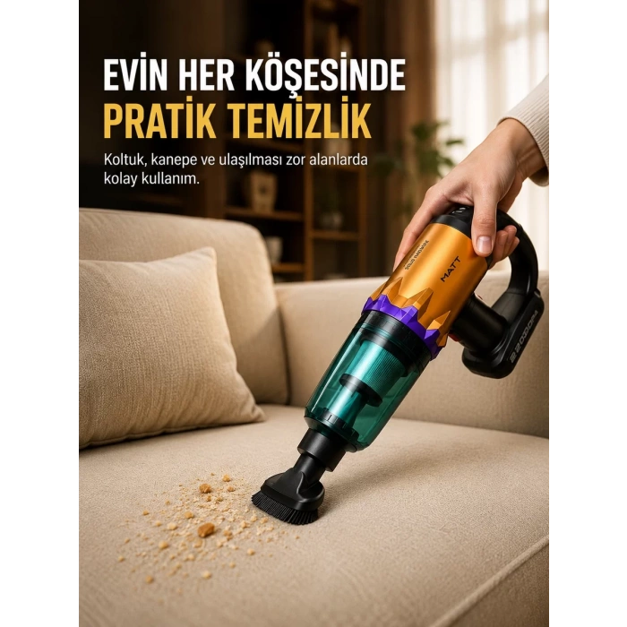 VipMarketim Taşınabilir Kablosuz El Süpürgesi Araç ve Ev Temizliğine Uygun